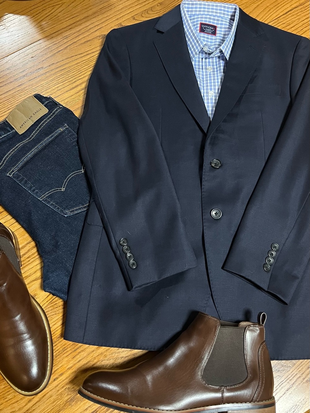 Spier & Mackay - Men's 100% Wool - Navy Two-Button Blazer - 38R